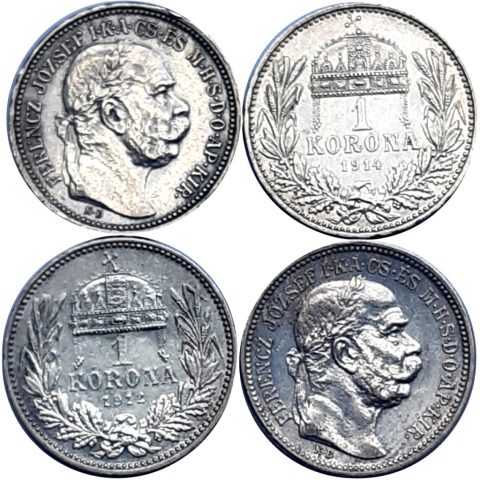 6.04. 1 korona 1912, 1914, 1915, 1916. 6000 Ft